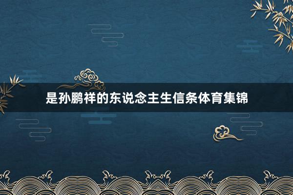 是孙鹏祥的东说念主生信条体育集锦