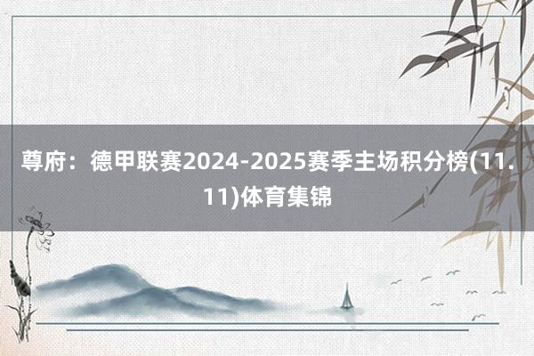 尊府：德甲联赛2024-2025赛季主场积分榜(11.11)体育集锦