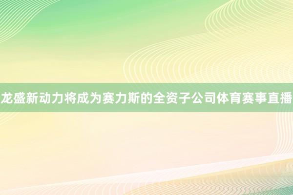 龙盛新动力将成为赛力斯的全资子公司体育赛事直播